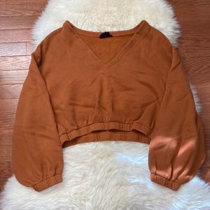 Out From Under Cropped V-Neck Sweatshirt